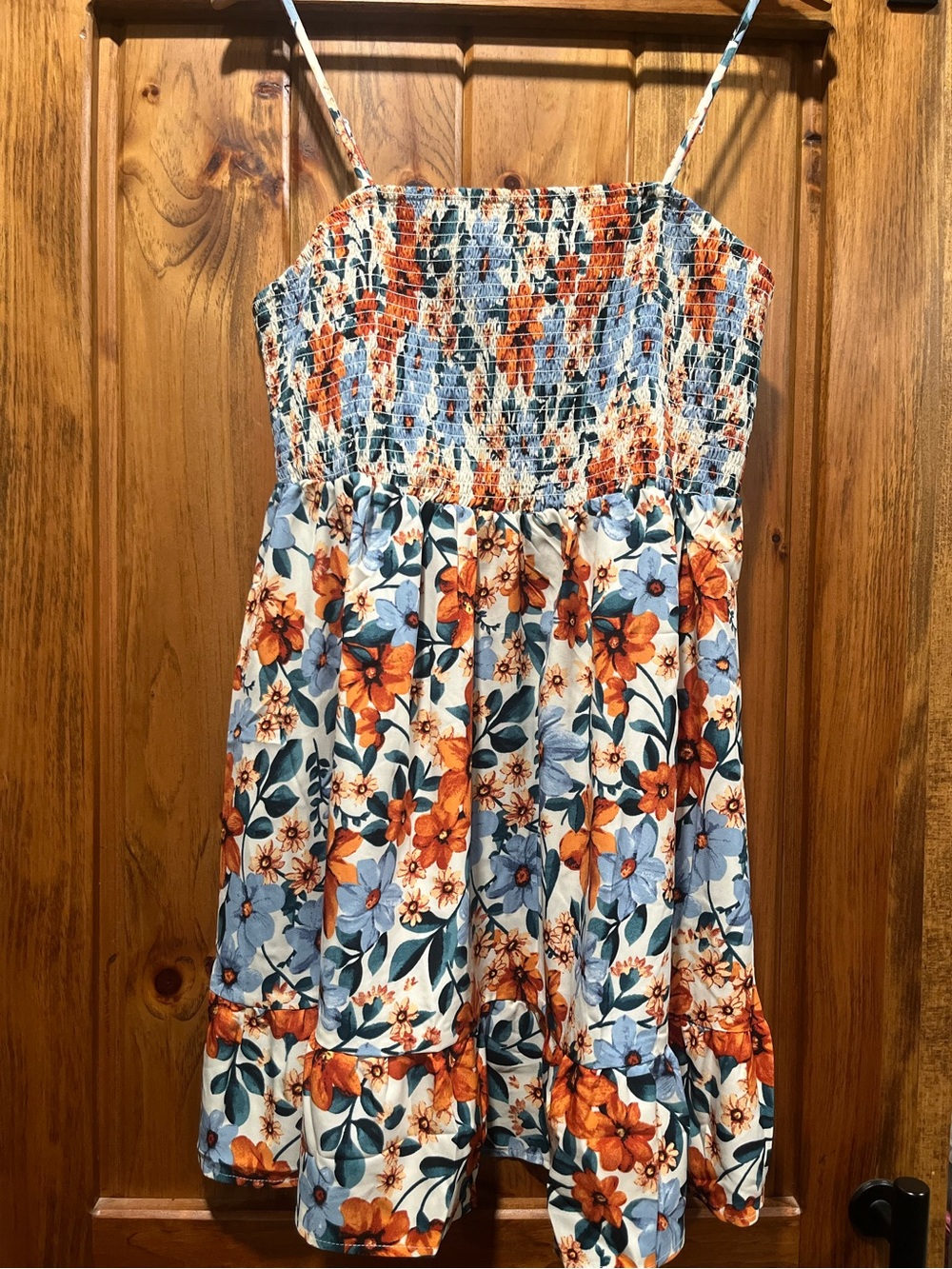 SHEIN Curve Floral Dress in Blue & Orange